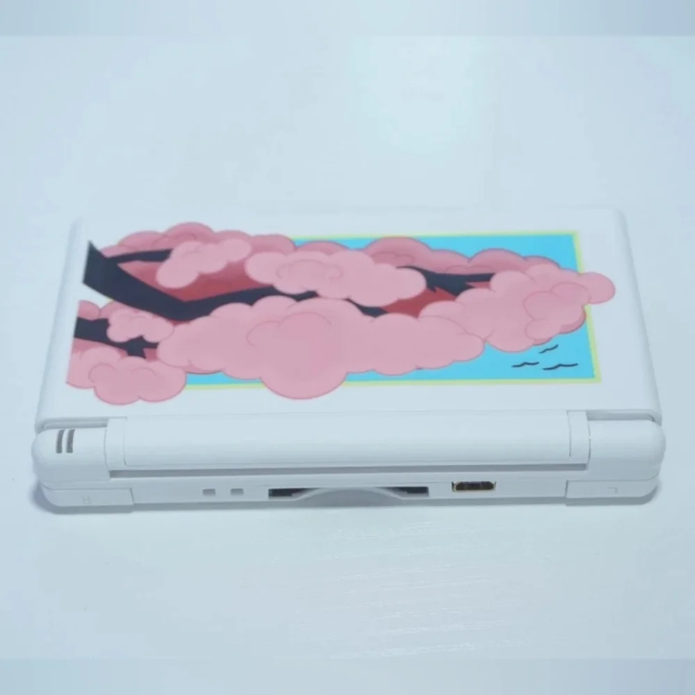 Nintendo DS Lite White Cherry Blossom Handheld System with Charger & Stylus Pen